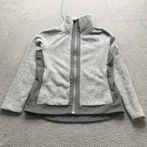 The North Face Furry Fleece Sherpa Jacket Womens Medium Full Zip Mock Neck Gray